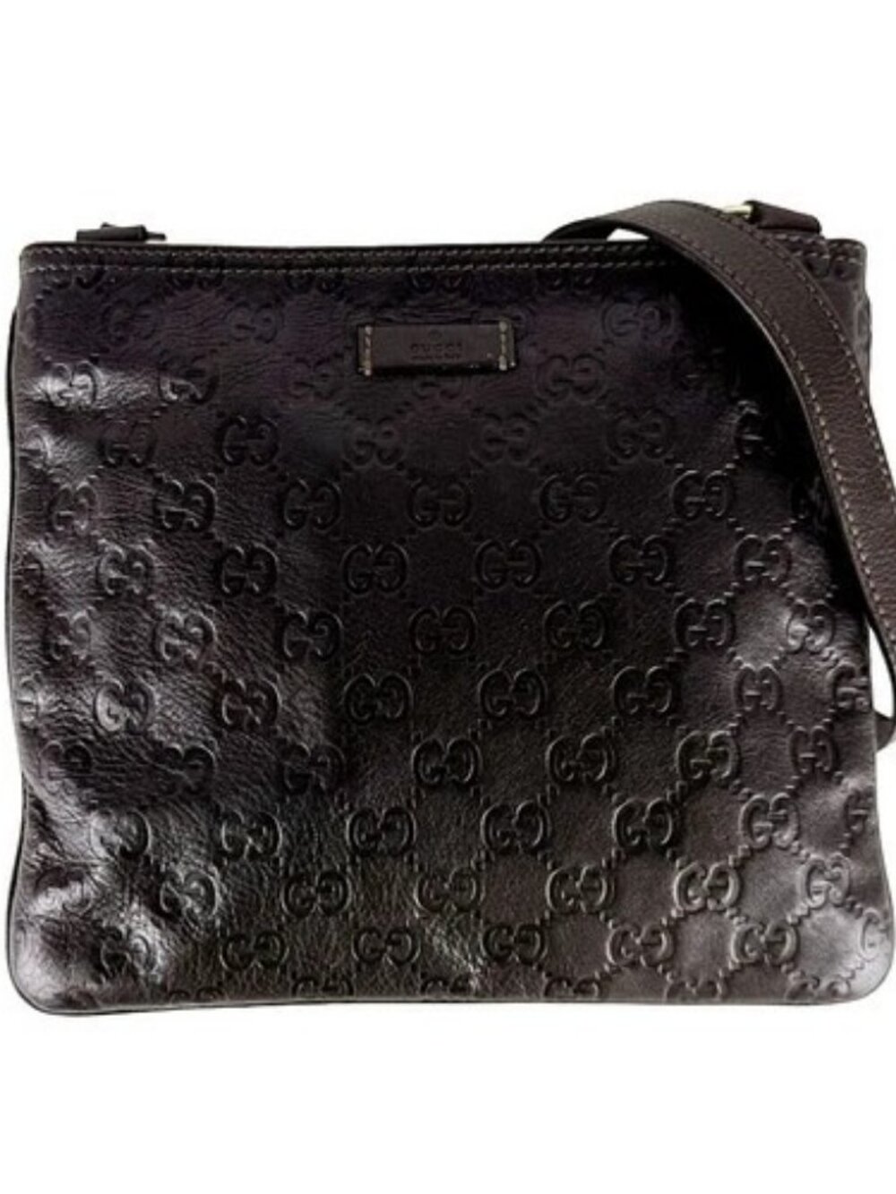 Auth GUCCI Guccissima Shoulder Bag Brown Leather - z11095
